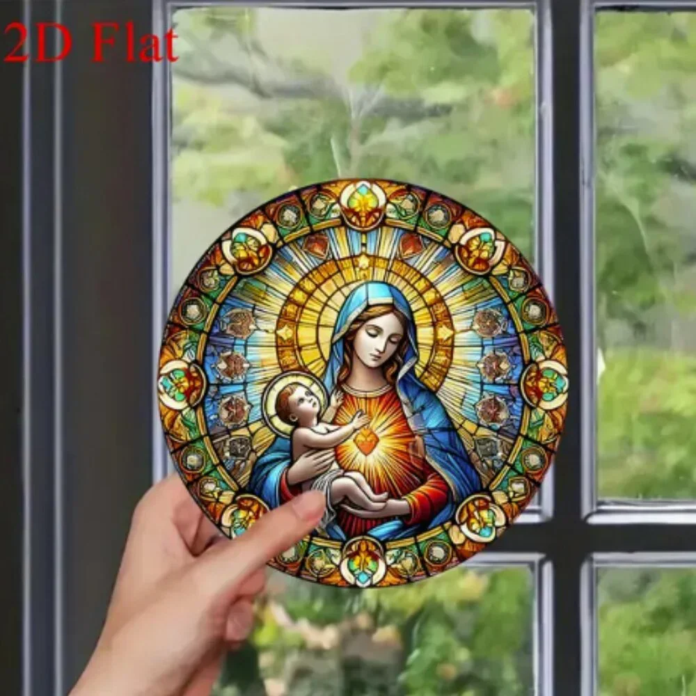 Mother Mary and Jesus Suncatcher Round NWT